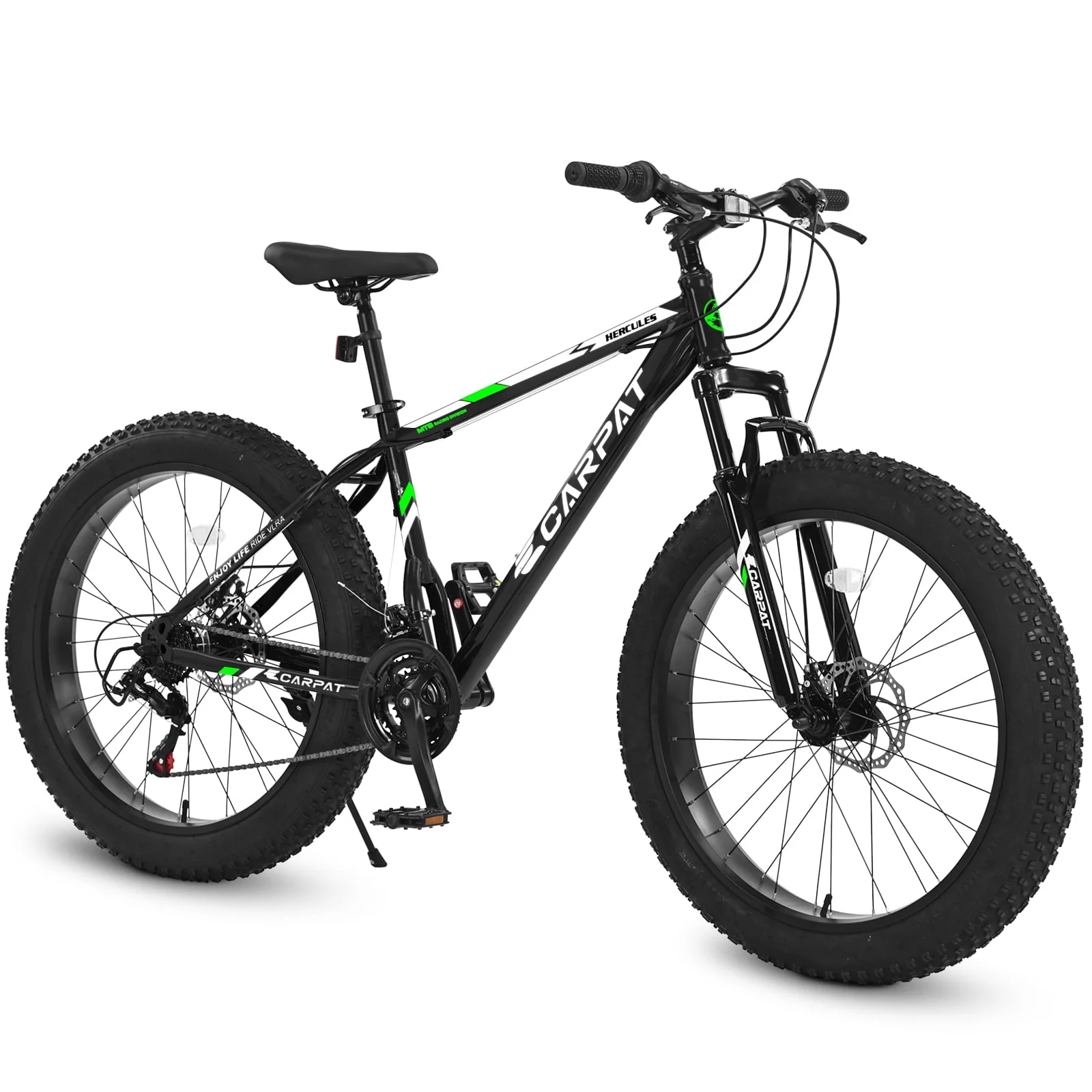 RedBrick Elecony 26 Inch Fat Tire Bike Adult/Youth Full Shimano 21 Speed Mountain Bike, Dual Disc Brake, High-Carbon Steel Frame, Front Suspension, Mountain Trail Bike, Urban Commuter City Bicycle
