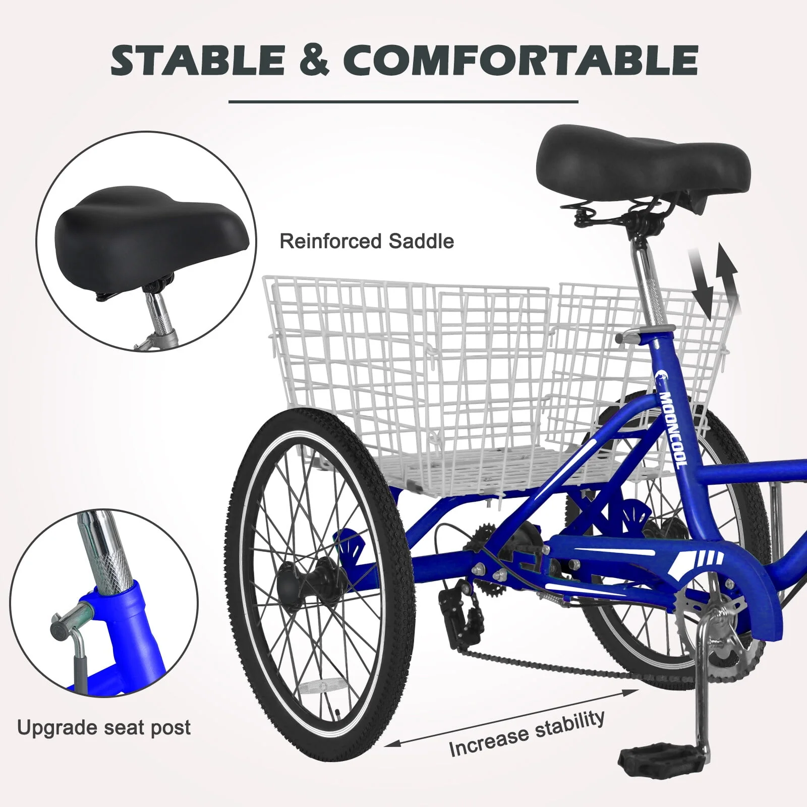 Lilypelle Adult Folding Tricycle with Low Step Through,20/24/26 Inch 7-Speed Three Wheel Cruiser Bike Trike with Cargo Basket, Foldable Tricycle for Adults, Women, Men, Seniors Exercise Shopping