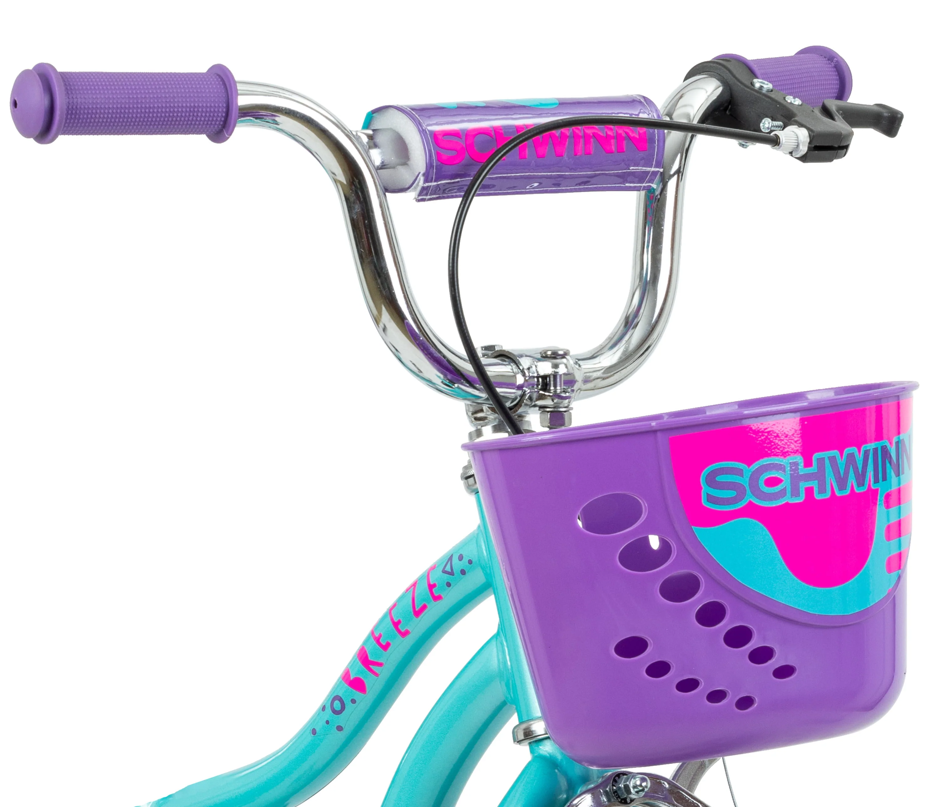 Schwinn 12-in. Breeze Girls Kids Bike with Basket, Teal & Purple