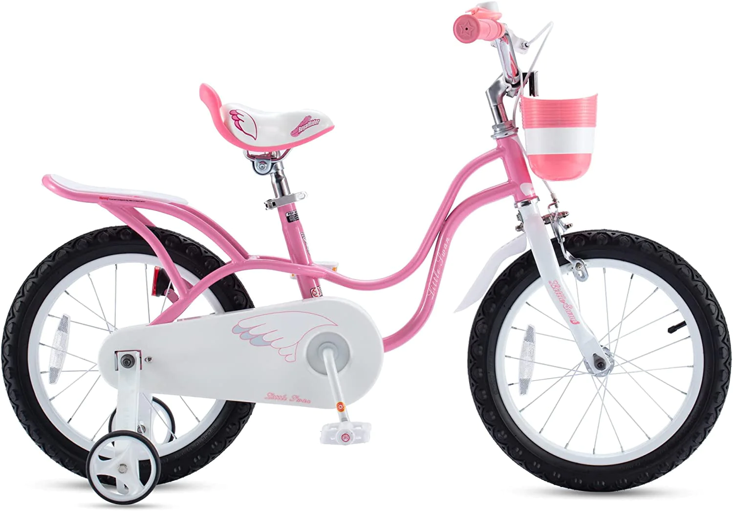 Royalbaby Little Swan Pink 14 Girl's Bicycle with Training Wheels and Basket