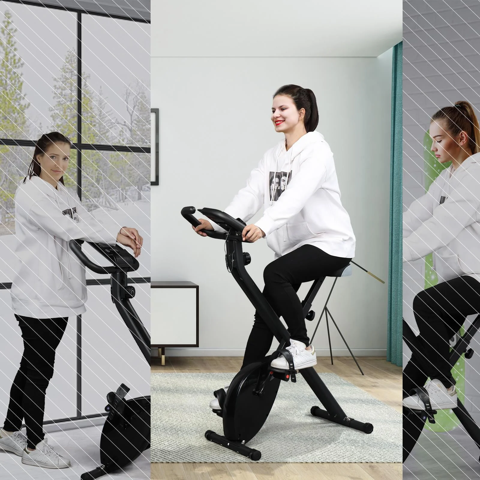 UBesGoo Folding Upright Exercise Bike, with Adjustable Resistance, 220 lb Maximum Weight