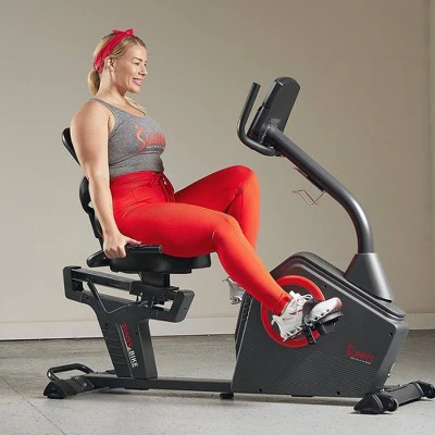 Sunny Health & Fitness Premium Magnetic Resistance Smart Recumbent Bike with Exclusive SunnyFit App - Gray