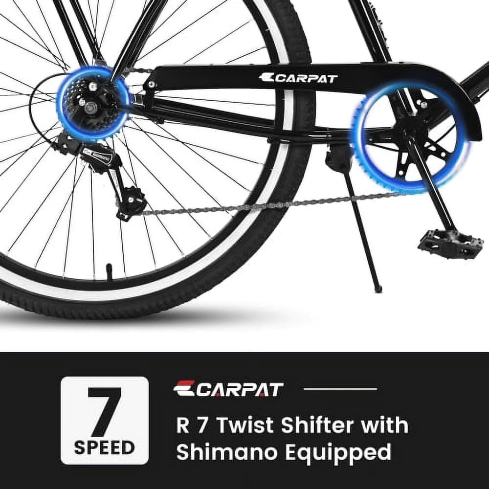 S26205 Adult Beach Cruiser Bike,7 Speed Bicycles, Multiple Colors,26