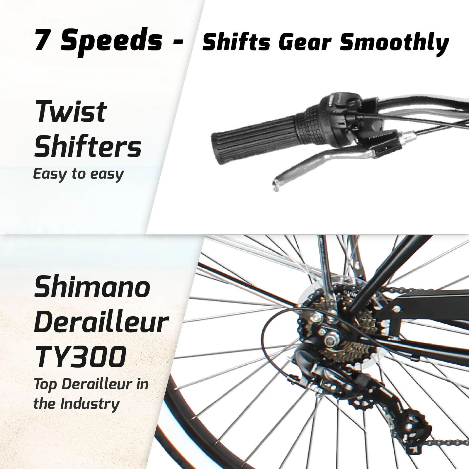 TRACER TAHA Beach Cruiser Bike for Men,26 Inch Wheels, Hi Ten Steel Frame, 7 Speed, Hybrid Bike for Adults, Complete Cruiser Bikes, Coaster Brake, Matte Black