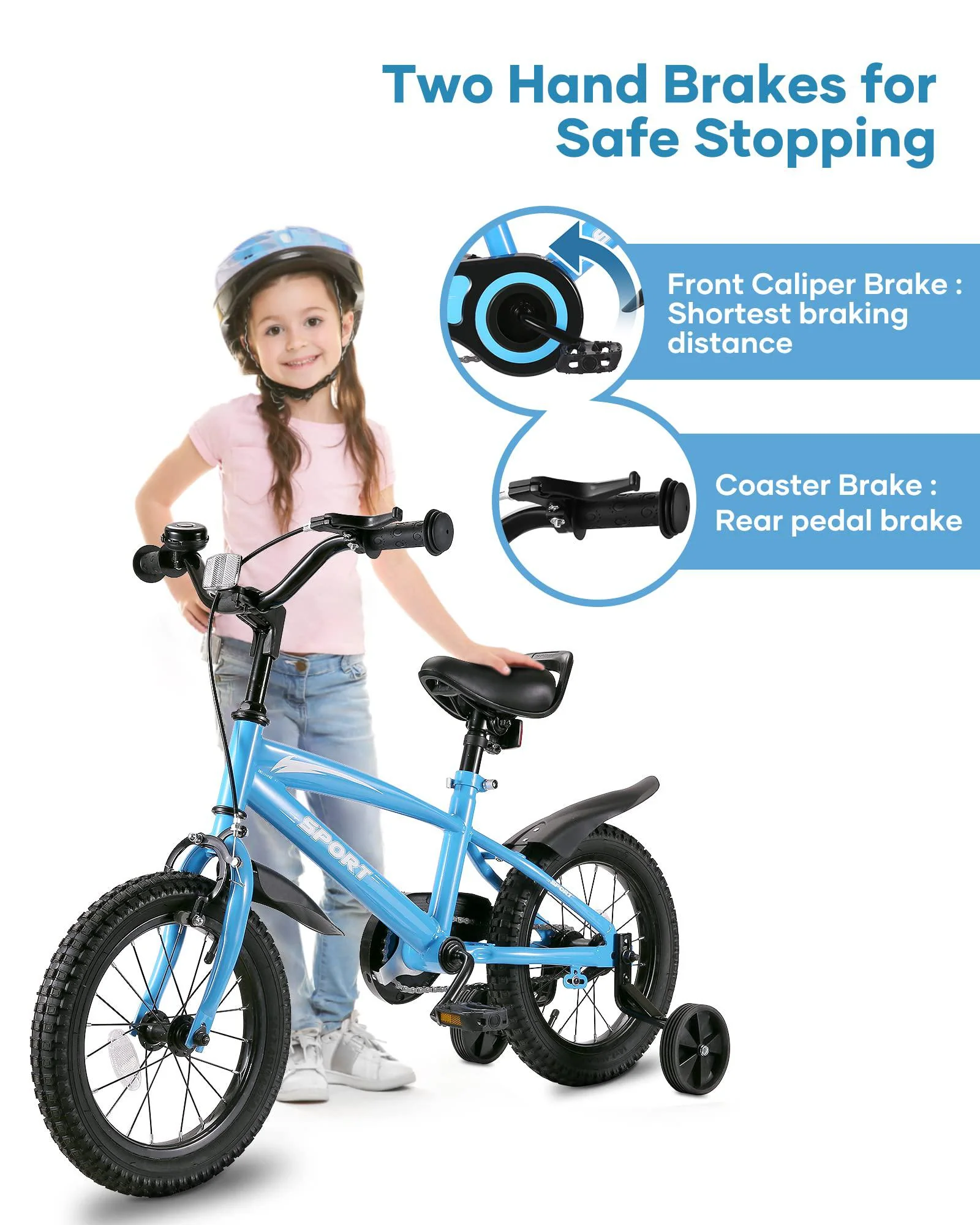 chrun 14 inch kids bike kids&s; bicycles with removable training wheels double brake system sturdy frame lightweight bike adjus
