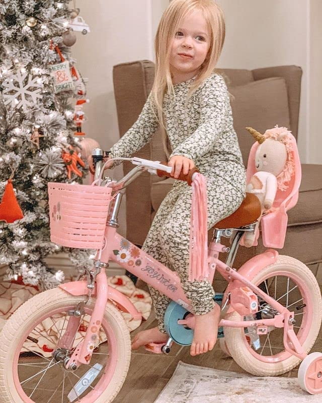 Little Daisy 12 Inch Kids Bike for 2 3 4 Years Girls with Training Wheels Princess Kids Bicycle with Basket Bike Streamers Toddler Cycle Bikes Pink