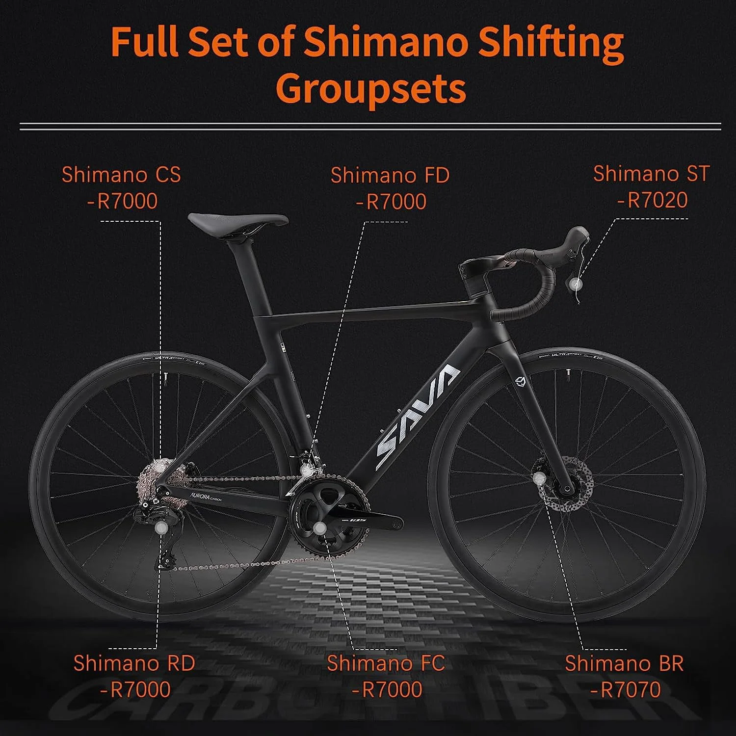 SAVADECK Carbon Road Bike,22 Speed Dis Brake Bikes for Women and Men,T800 Carbon Fiber Frame Lightweight Road Bicycle,700C Wheels Racing Bike with Shimano R7020 Shift Groupset