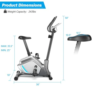 Costway 2-in-1 Exercise Bike Adjustable Magnetic Stationary Bike w/ LCD Screen 8 Magnetic Resistances