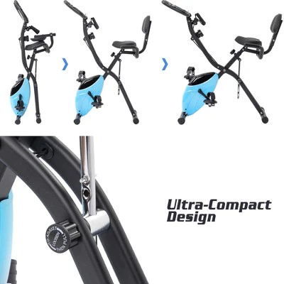 Folding Exercise Bike with 10-Level Adjustable Resistance, Arm Bands and Backrest-ModernLuxe