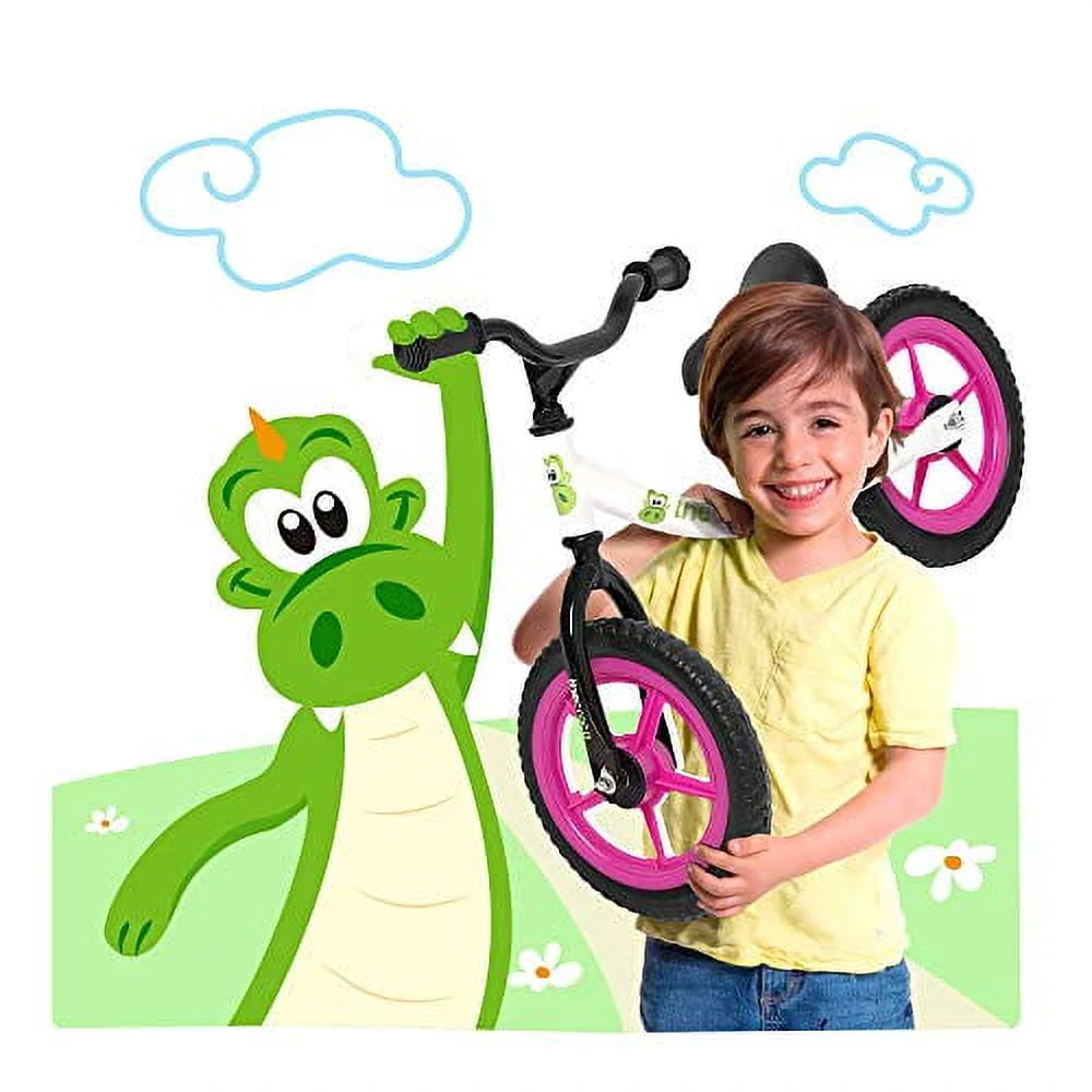 TheCroco 12 inch Balance Bike Lightweight, Adjustable Seat, No-Pedal training bike, Ages 2 to 5 Years, includes Bell, White and Pink