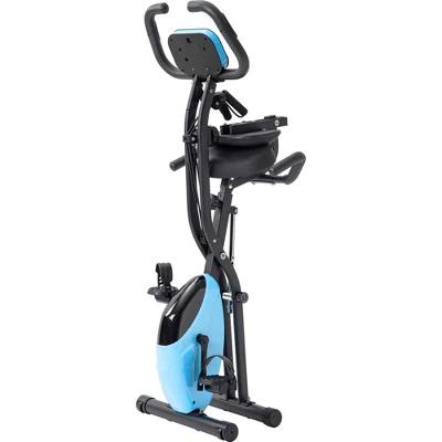 Folding Exercise Bike with 10-Level Adjustable Resistance, Arm Bands and Backrest-ModernLuxe