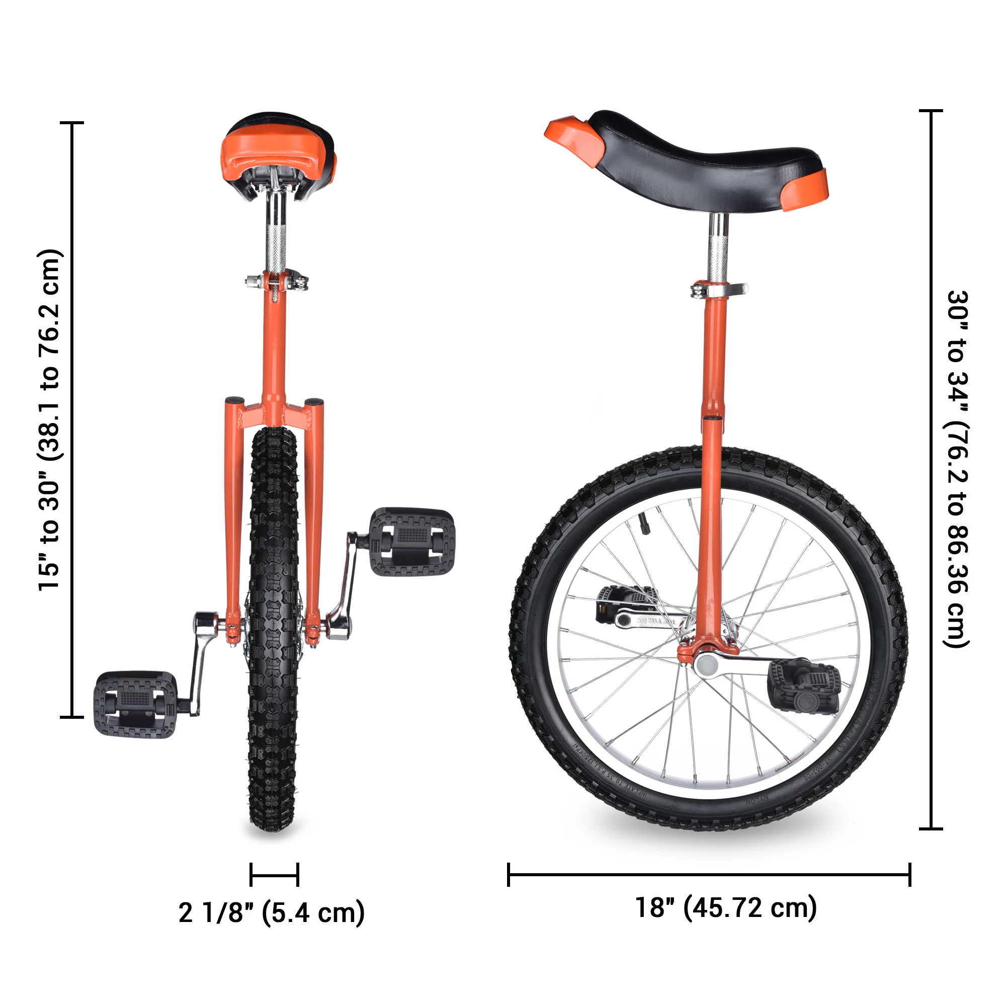 Yescom 18 In Wheel Outdoor Unicycle Skid-proof Tire Fitness Bicycle Balance Training for Adults Teenagers Kids, Orange