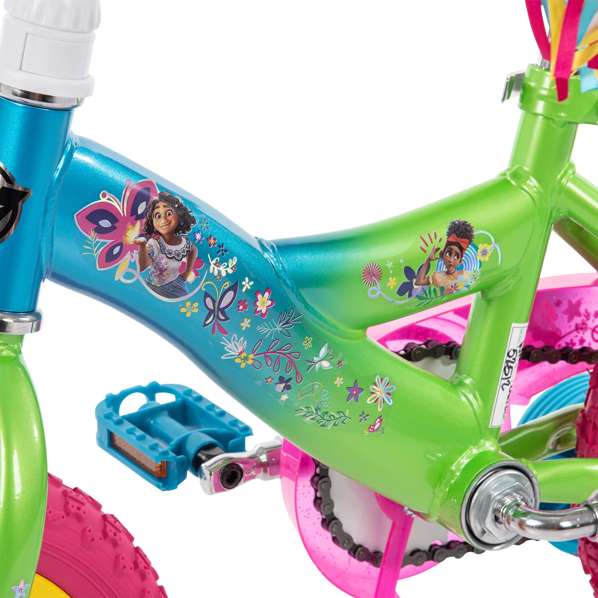 Encanto 12-inch Bike for Girls, Pink/Green/Blue, by Huffy