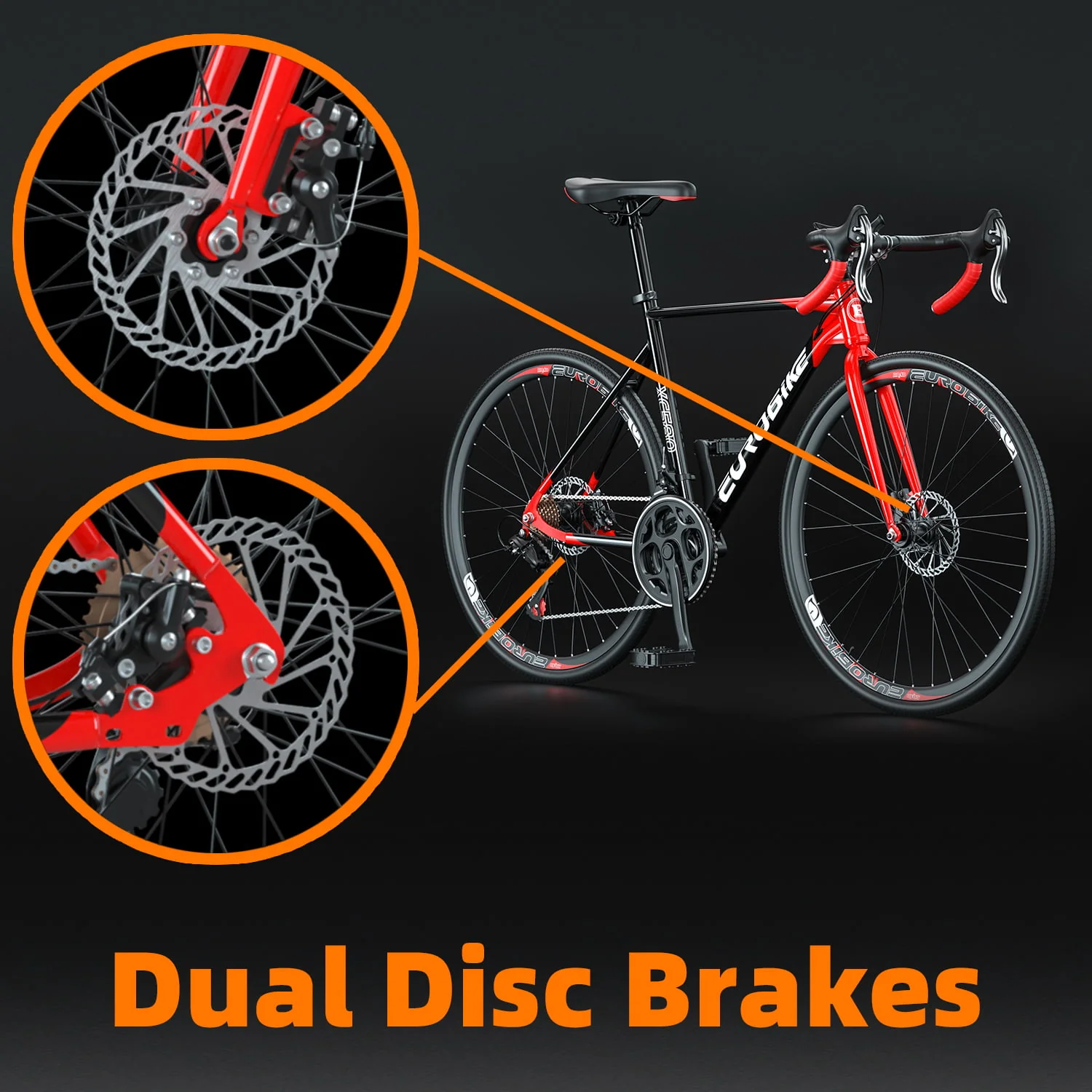 Gravel Bike Eurobike XC580 Road Bike Mens 54cm Frame Bicycle 700C*35C Wheels Commuter Bicycles Large Adult Red