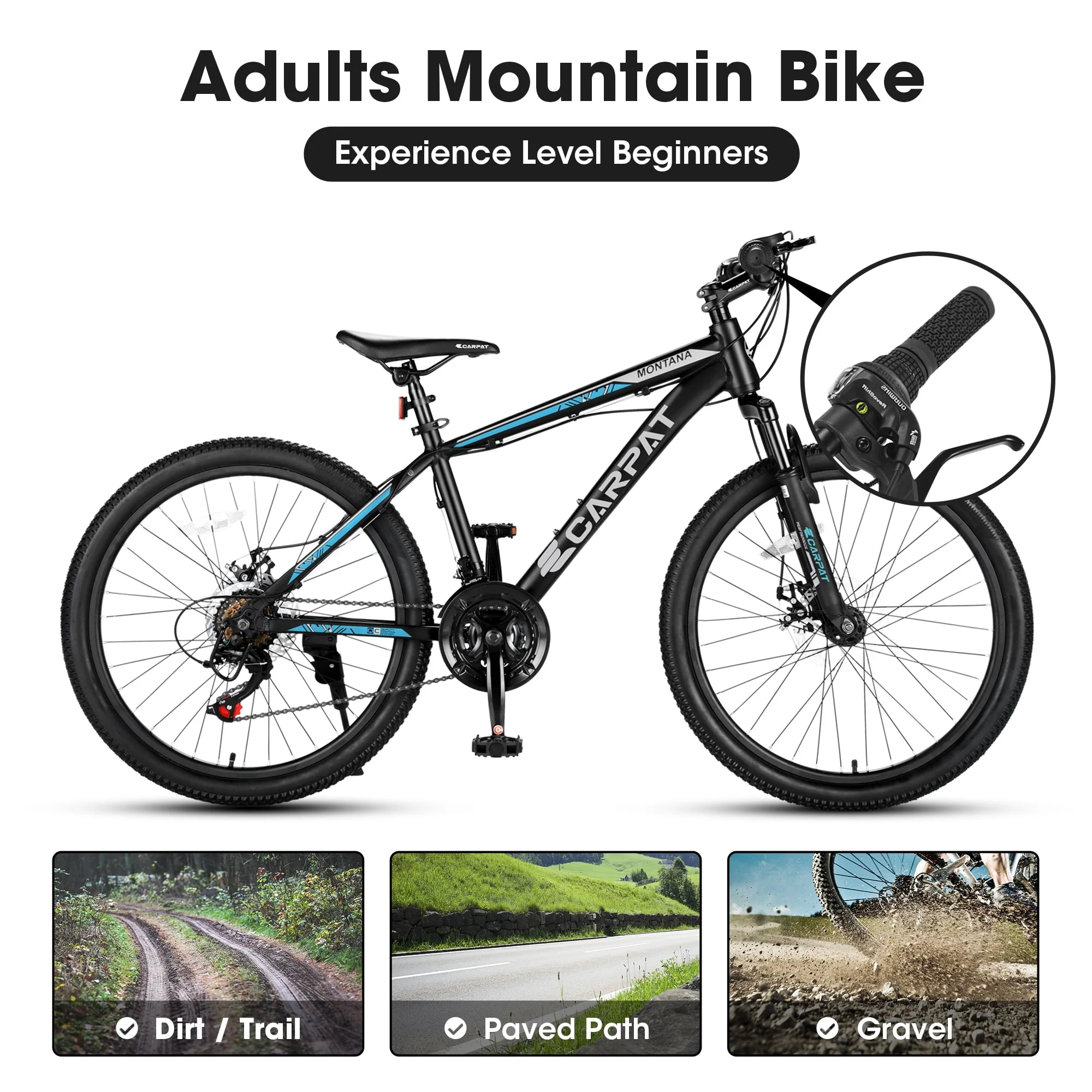 Ecarpat 26 Inch Wheels Mountain Bike, Mens Womens 26 Inch, 17