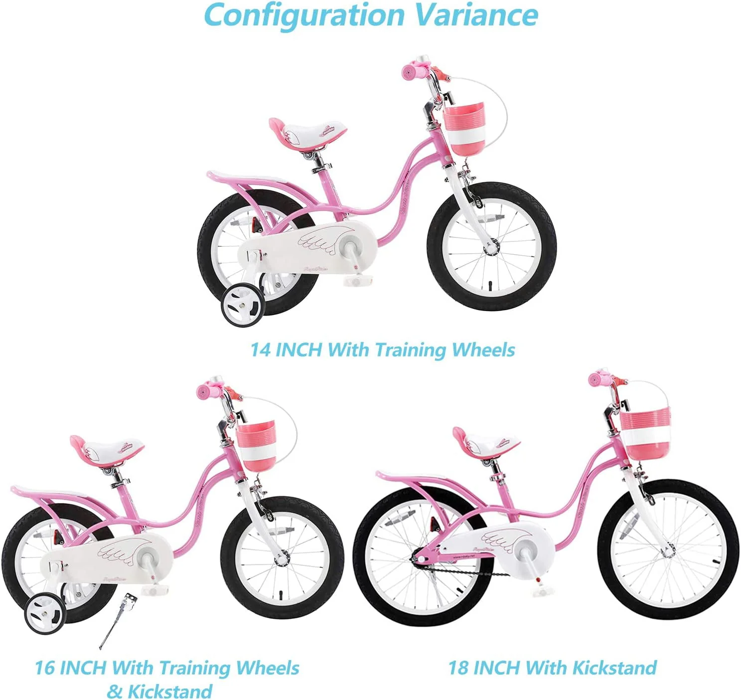 Royalbaby Little Swan Pink 18 In. Girl's Bicycle with Basket and Kickstand