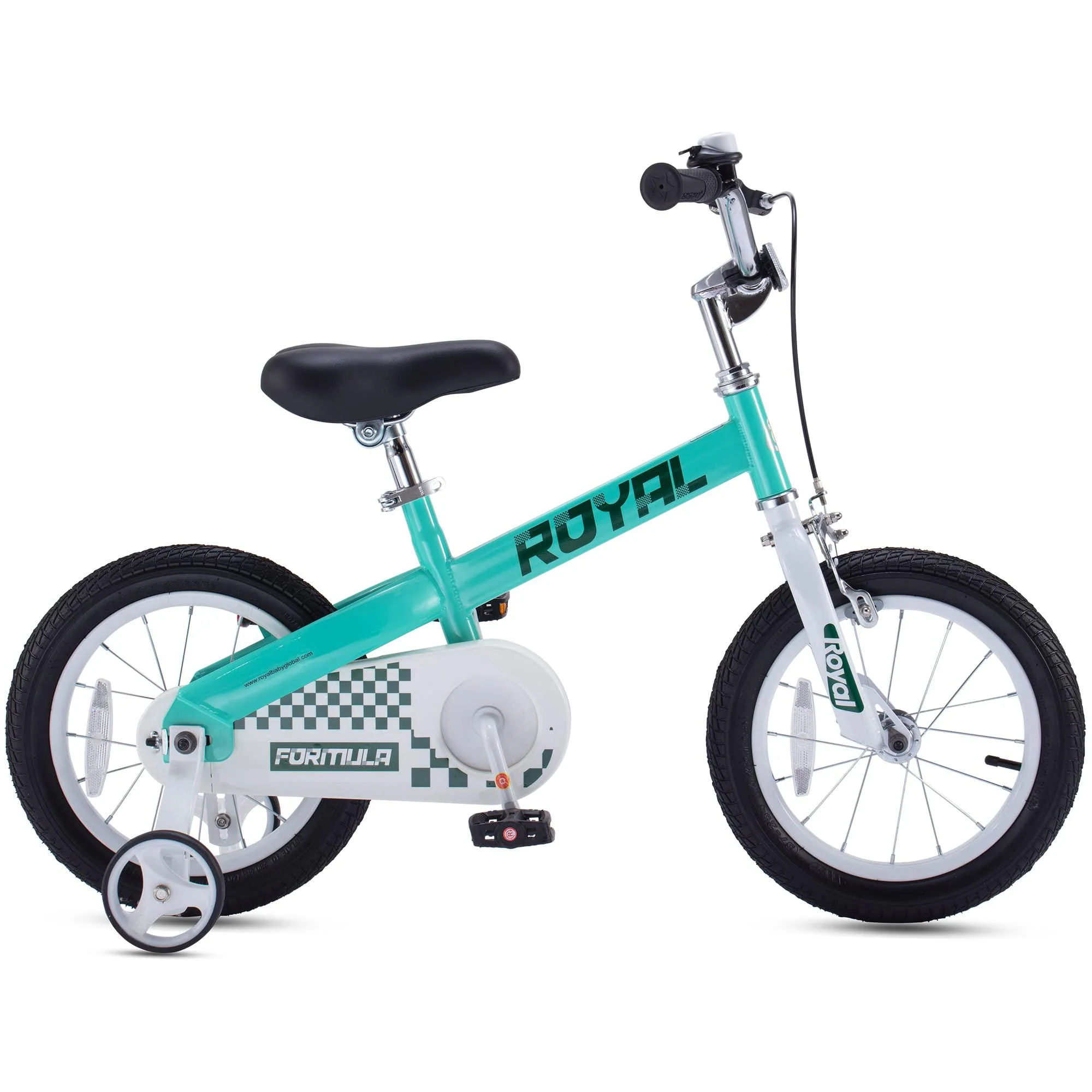 royalbaby formula toddlers kids bike boys girls 14 inch bicycle with traning wheel ages 3-5 years, teal