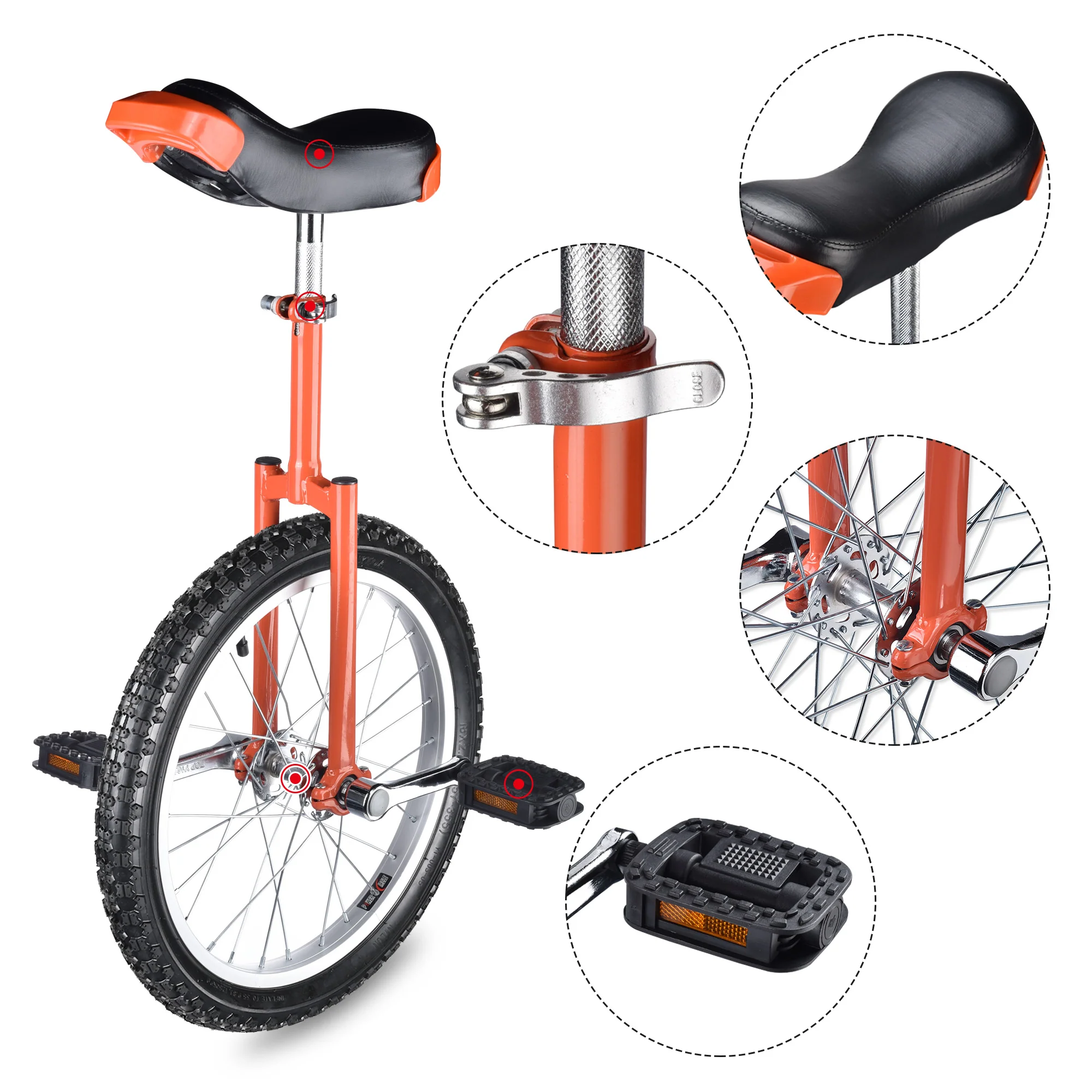 Yescom 18 In Wheel Outdoor Unicycle Skid-proof Tire Fitness Bicycle Balance Training for Adults Teenagers Kids, Orange