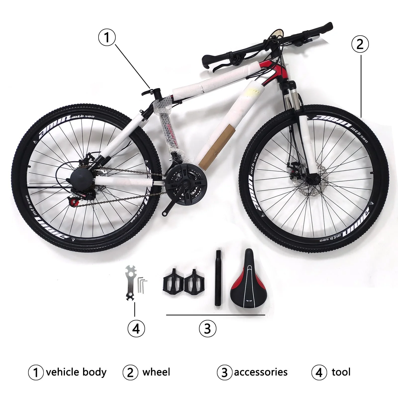 Mountain Bike for for Men and Women, 26-Inch Wheels, 21 Speed Drivetrain and Front Suspension, Dual Disc Brake and Adjustable Stem, Aluminum and Steel Frame, Youth/Adult Mountain Bike