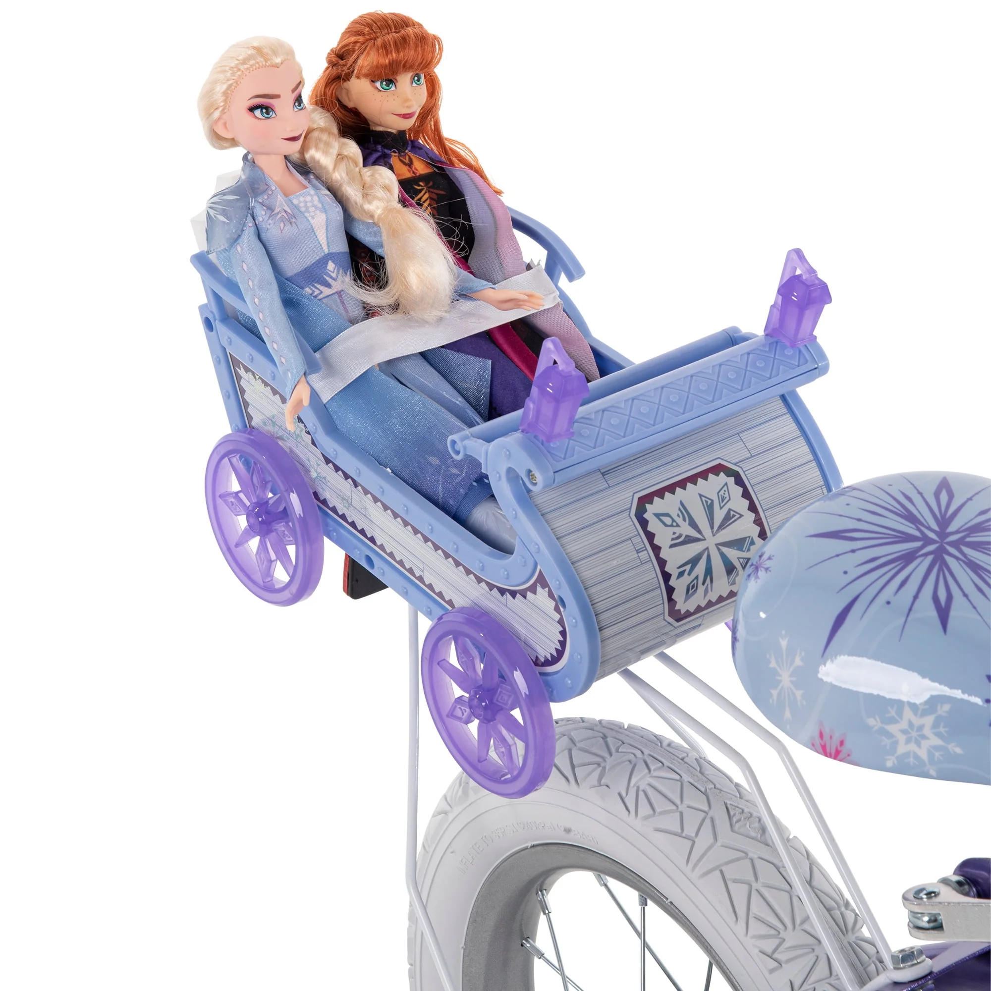 Frozen Bike with Doll Carrier Sleigh for Girl's, 12 In., White and Purple by Huffy