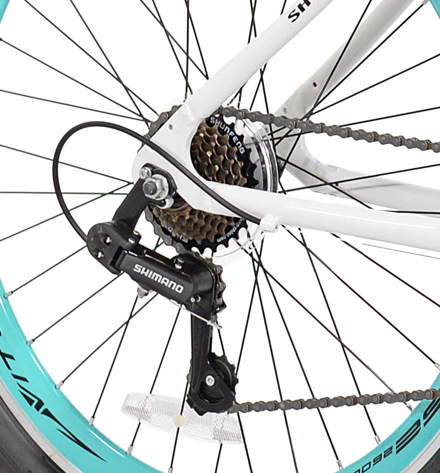 Bicycle 26 In. KZR Mountain Women's Bike, White and Teal Rim