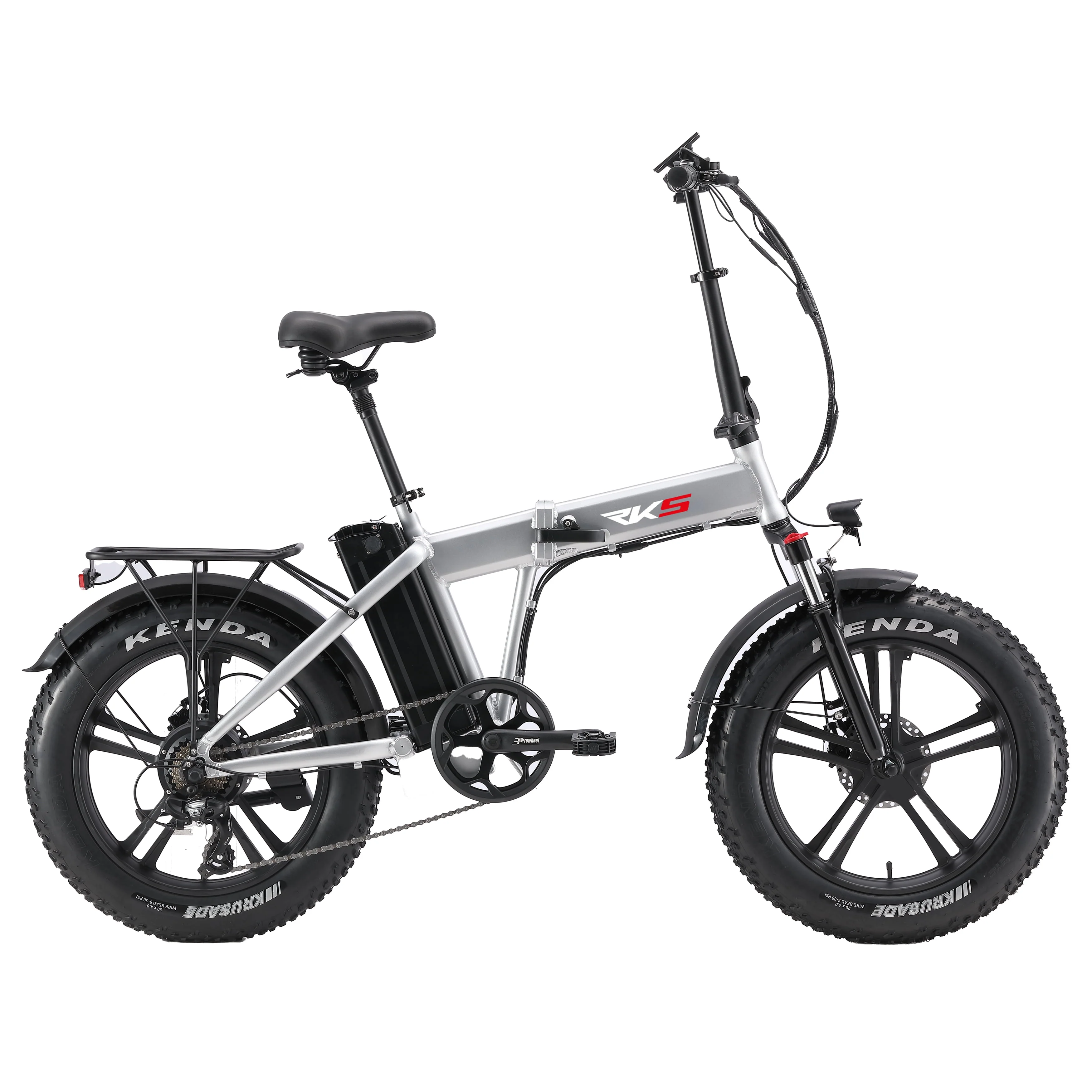 Foldable Electric Bike with 750W Motor, Electric Bicycle with 48V 14.5Ah Battery, 20'' Fat Tires, LCD Display, Front and Rear LED Lights, Professional 7-Speed Gears (Silver)