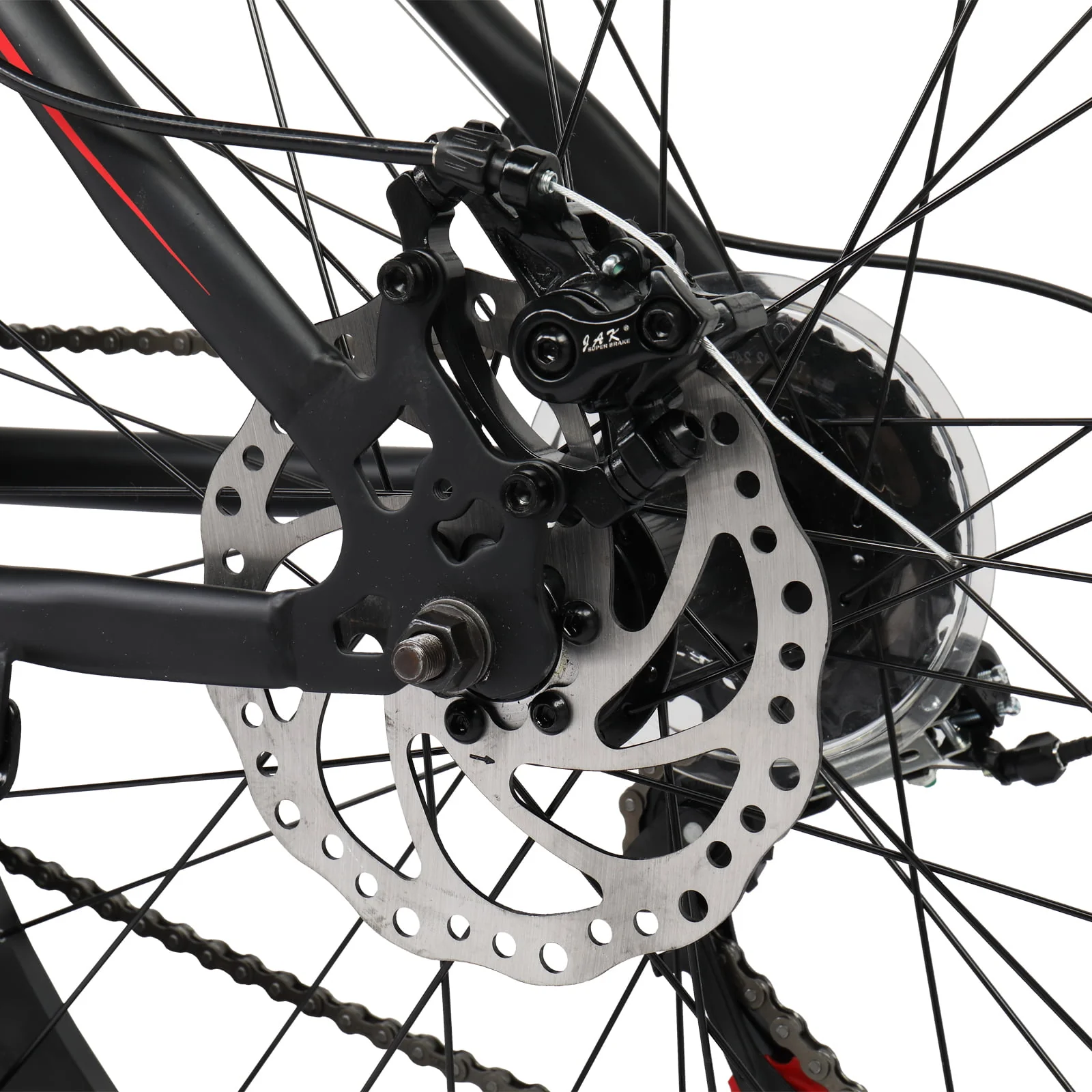 CamPingSurvivals Fat Tire Mountain Bike, 26 Inch Wheels, 21 Speed with High Carbon Steel Frame, Red Black