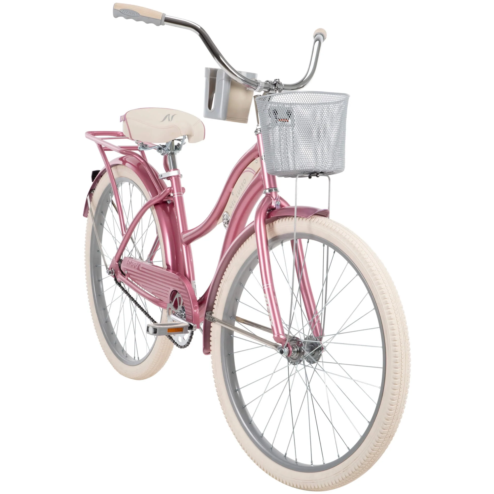 26 In. Nel Lusso Women's Beach Cruiser Bike, Pink Taffeta