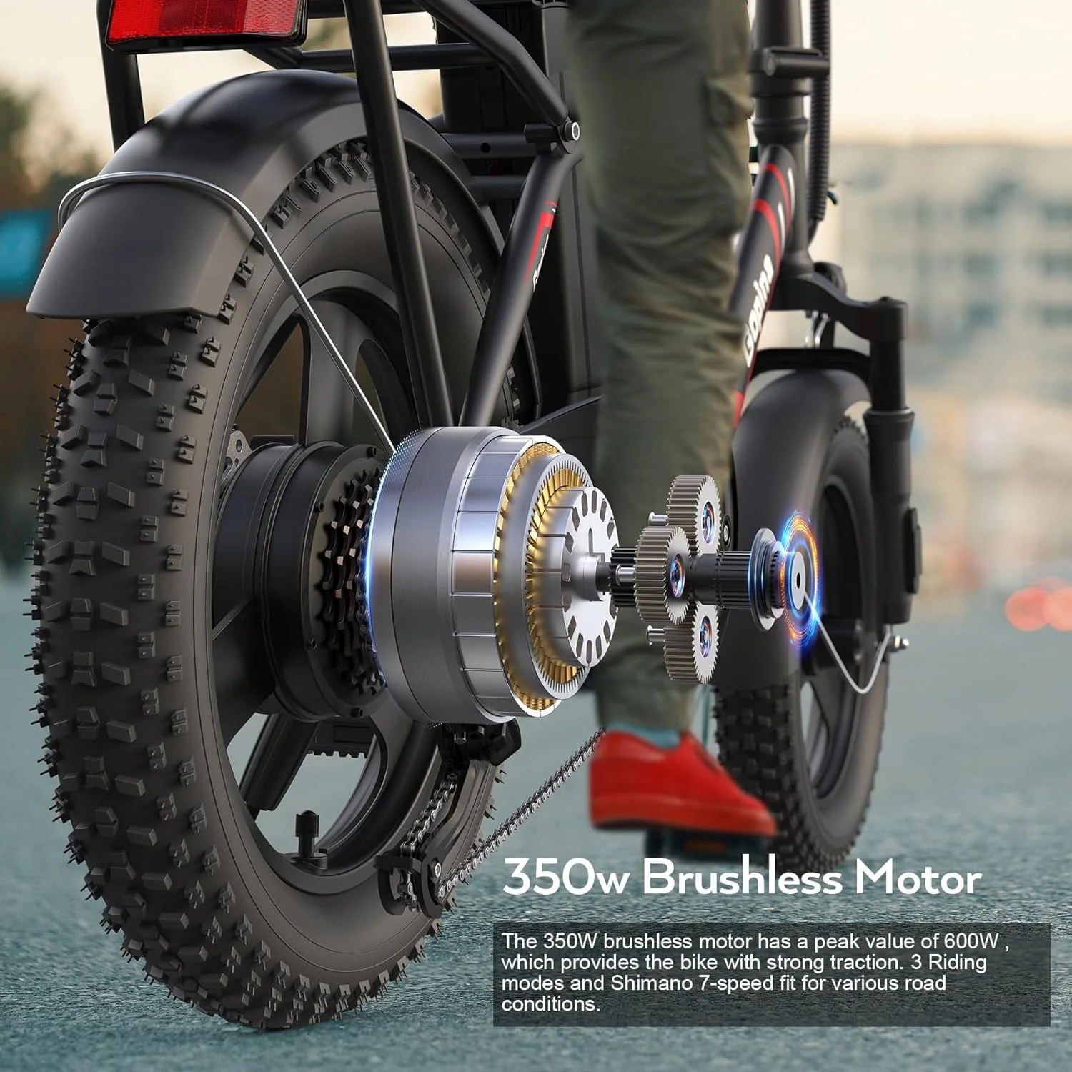 Vivi Electric Bike Folding Electric Cruiser Bike 350W Step-Through Electric Bike 16