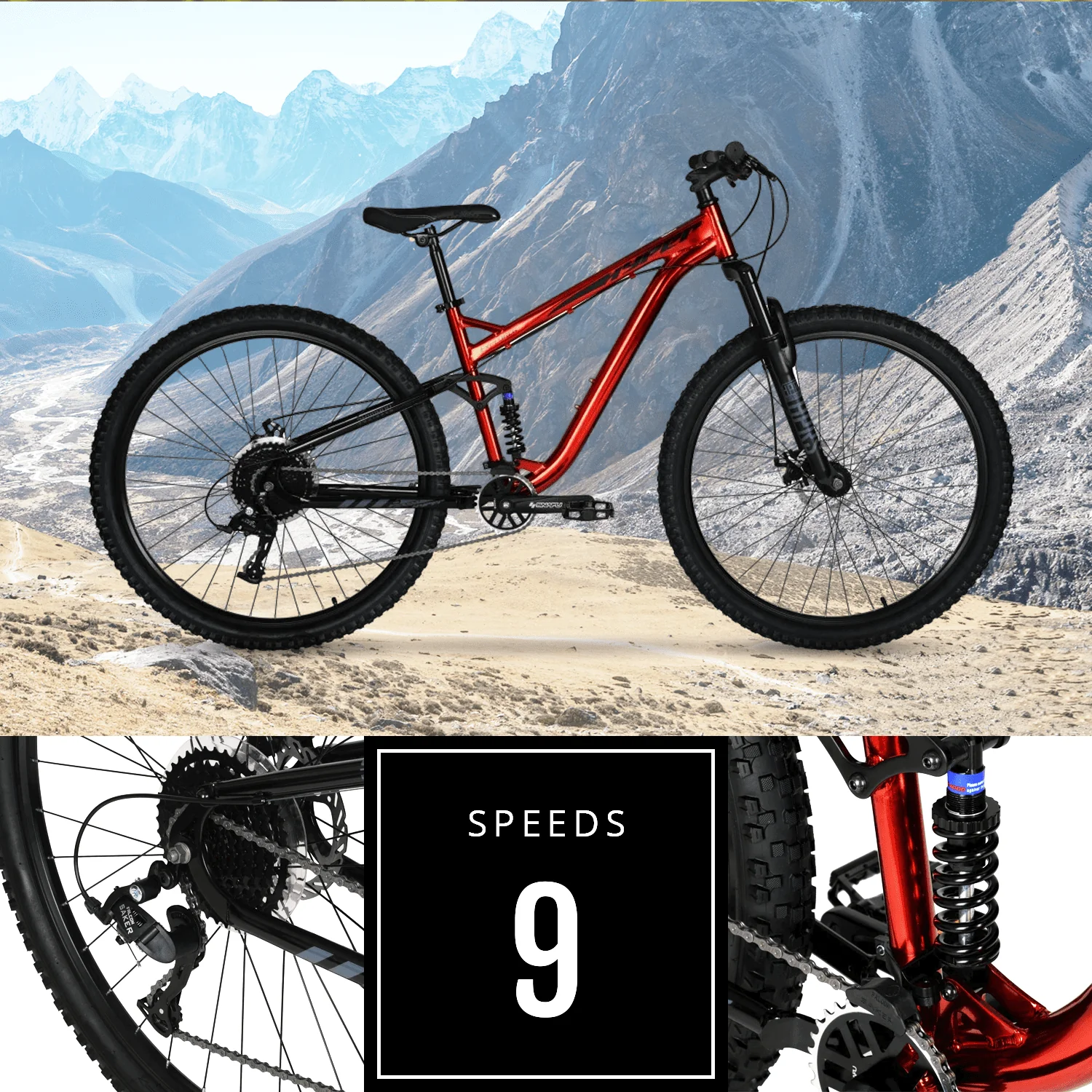 Bicycle Men's 29 In. Explorer Dual Suspension Mountain Bike, Red