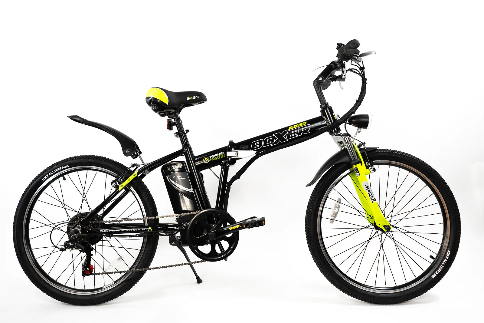Basis Boxer Electric 24" Wheel Alloy Frame Folding E-Bike 6 Speed Shimano