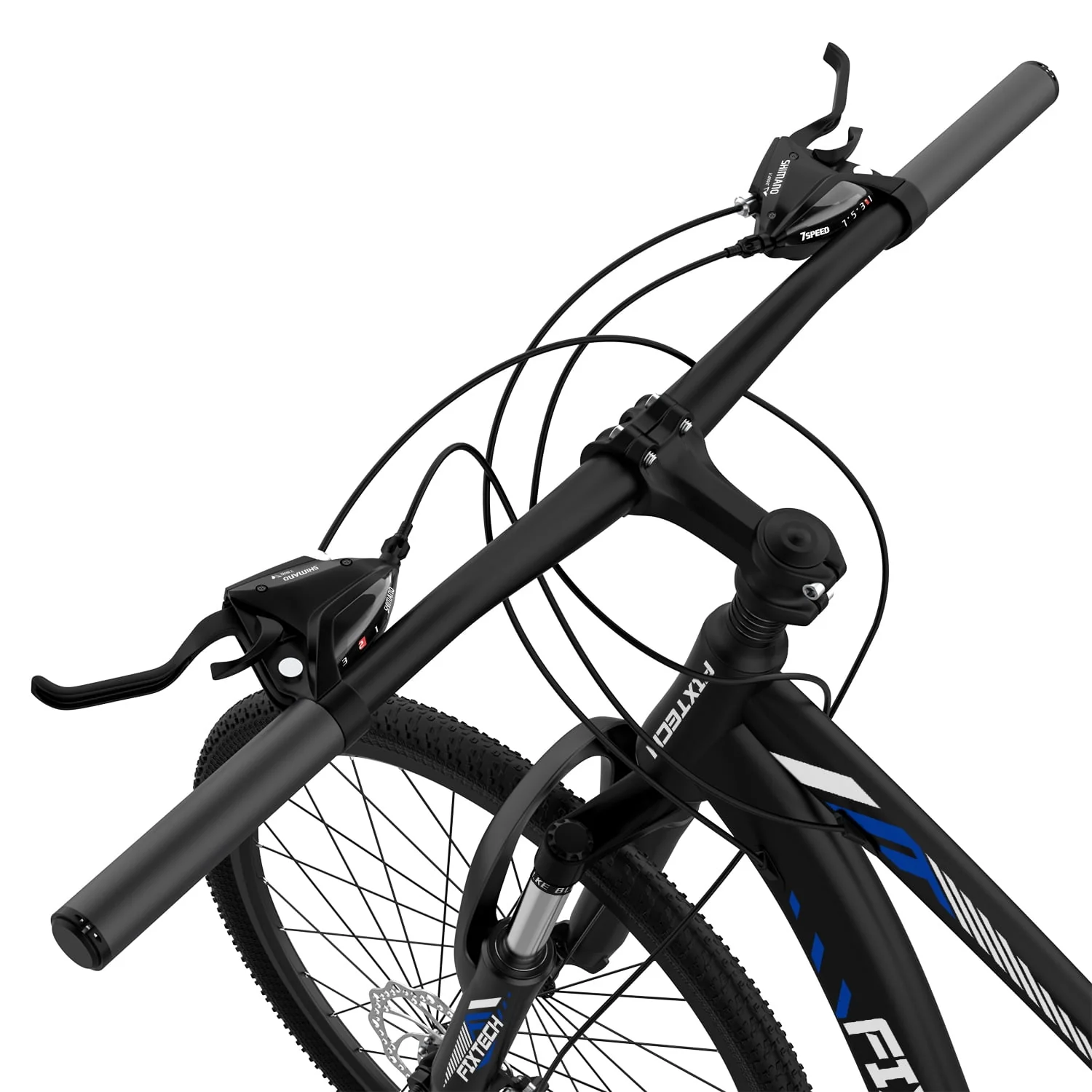 Fixtech 26-inch Mountain Bike with Full Suspension Frame, 21 Speed, Black/Blue