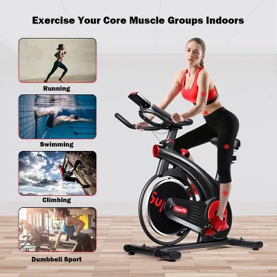 SuperFit Stationary Exercise Bike Silent Belt Drive Cycling Bike