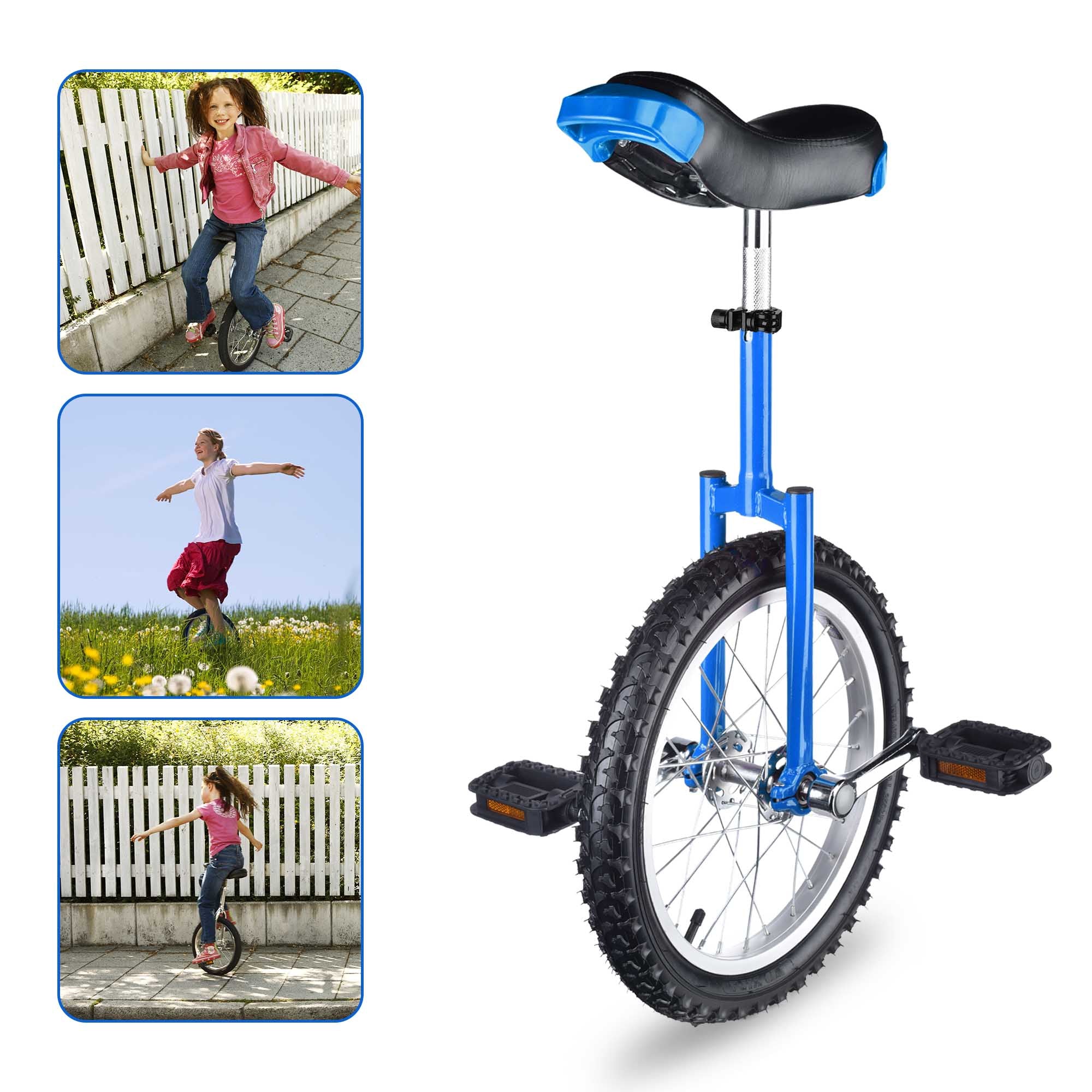 Yescom 16 In Wheel Outdoor Unicycle Adjustable Seat Exercise Bicycle Balance Training for Adults Teenagers Kids, Blue