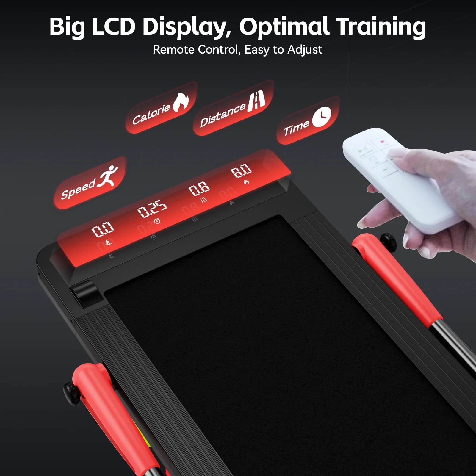 Pooboo 2 in 1 Folding Under Desk Treadmill Red Brush-less Walking Jogging Machine with App & Remote Control Led Touch Screen Walking Pad for Office Home Use 265lbs