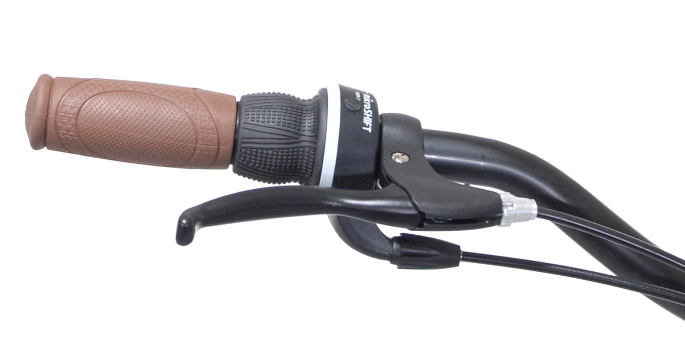 29-inch Men's Salerno Aluminum Relaxed Cruiser Bike with 7 Speeds, Navy Blue and Brown