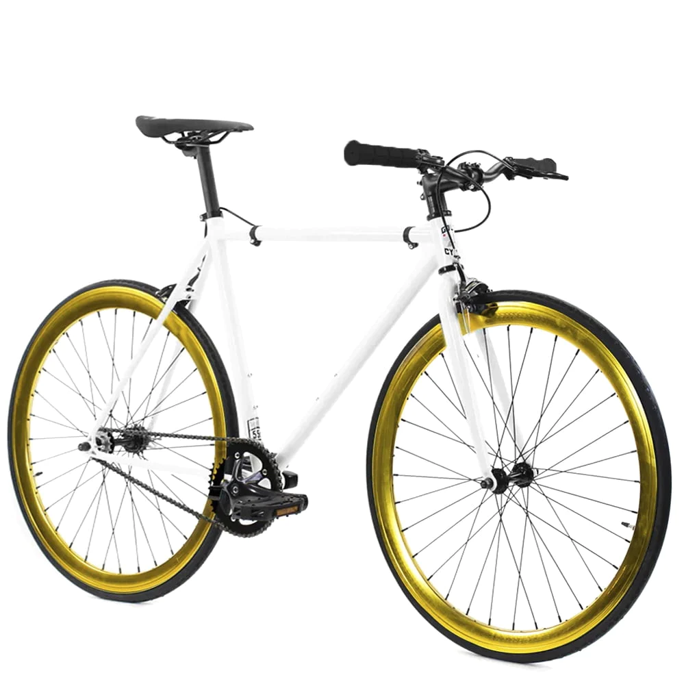 Golden Cycles Single Speed Fixed Gear Bike with Front & Rear Brakes