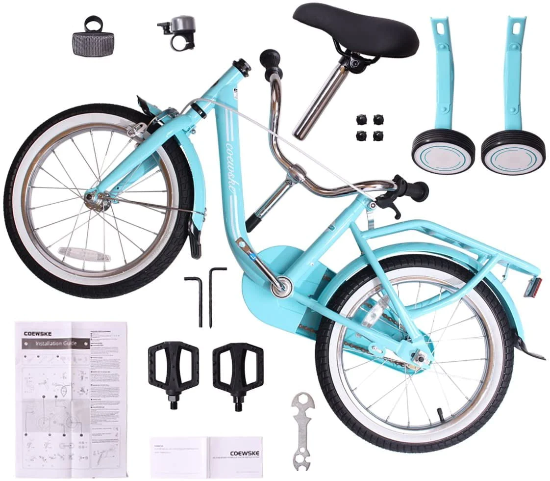 Coewske Kids Bike 14 inch Boys Girls Bicycle with Training Wheels, Blue
