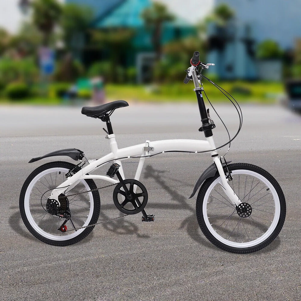 TFCFL 20-inch Folding Bike Bicycle 7 Speed Double V Brake Bike Cycling Carbon Steel