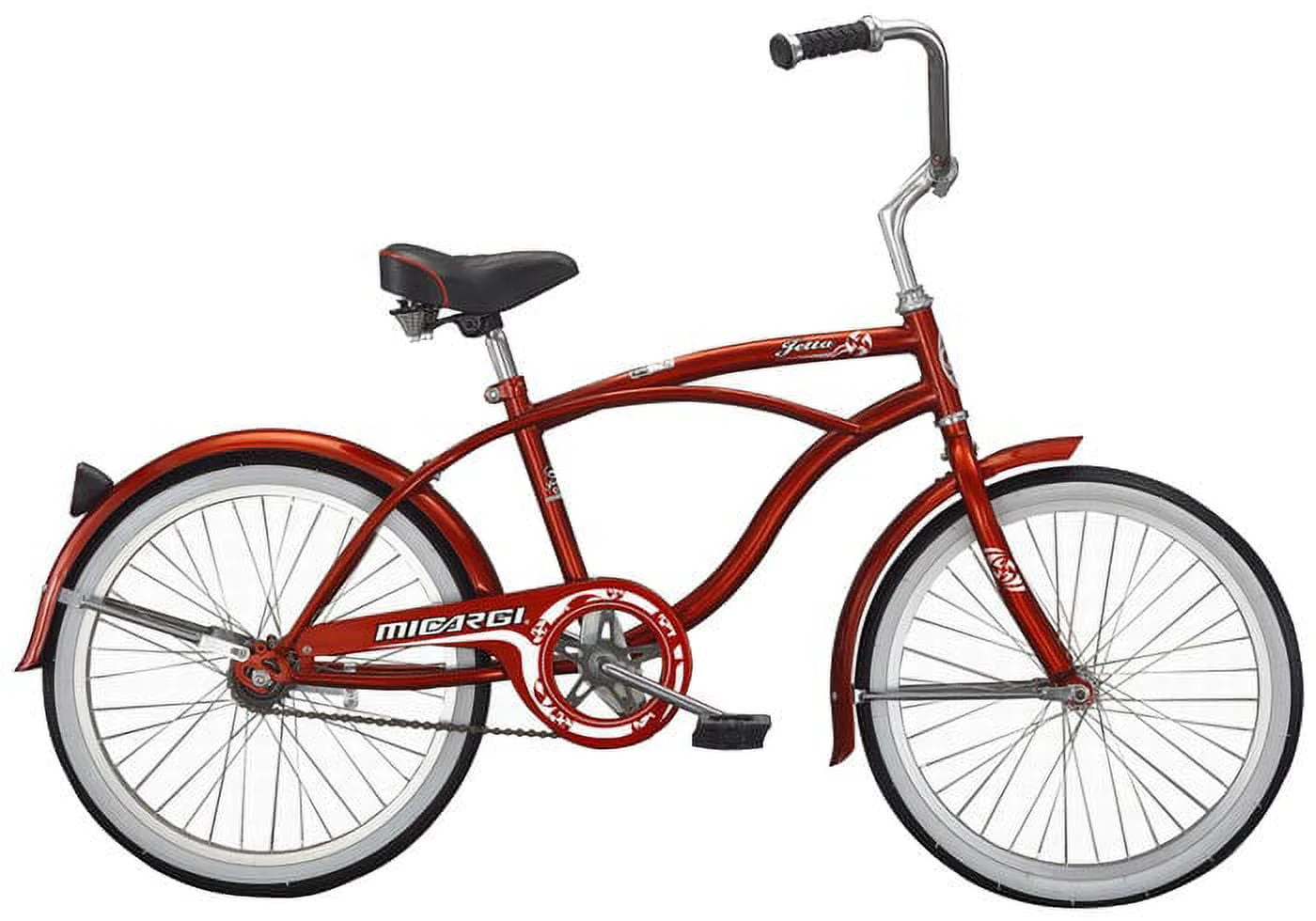 Micargi JETTA 20' Beach Cruiser Coaster Brake Single Speed Stainless Steel Spokes One Piece Crank Alloy Rims 36H Color: RED