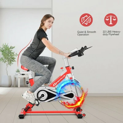 Costway Indoor Stationary Exercise Cycle Bike Bicycle Workout w/ Large Holder Red