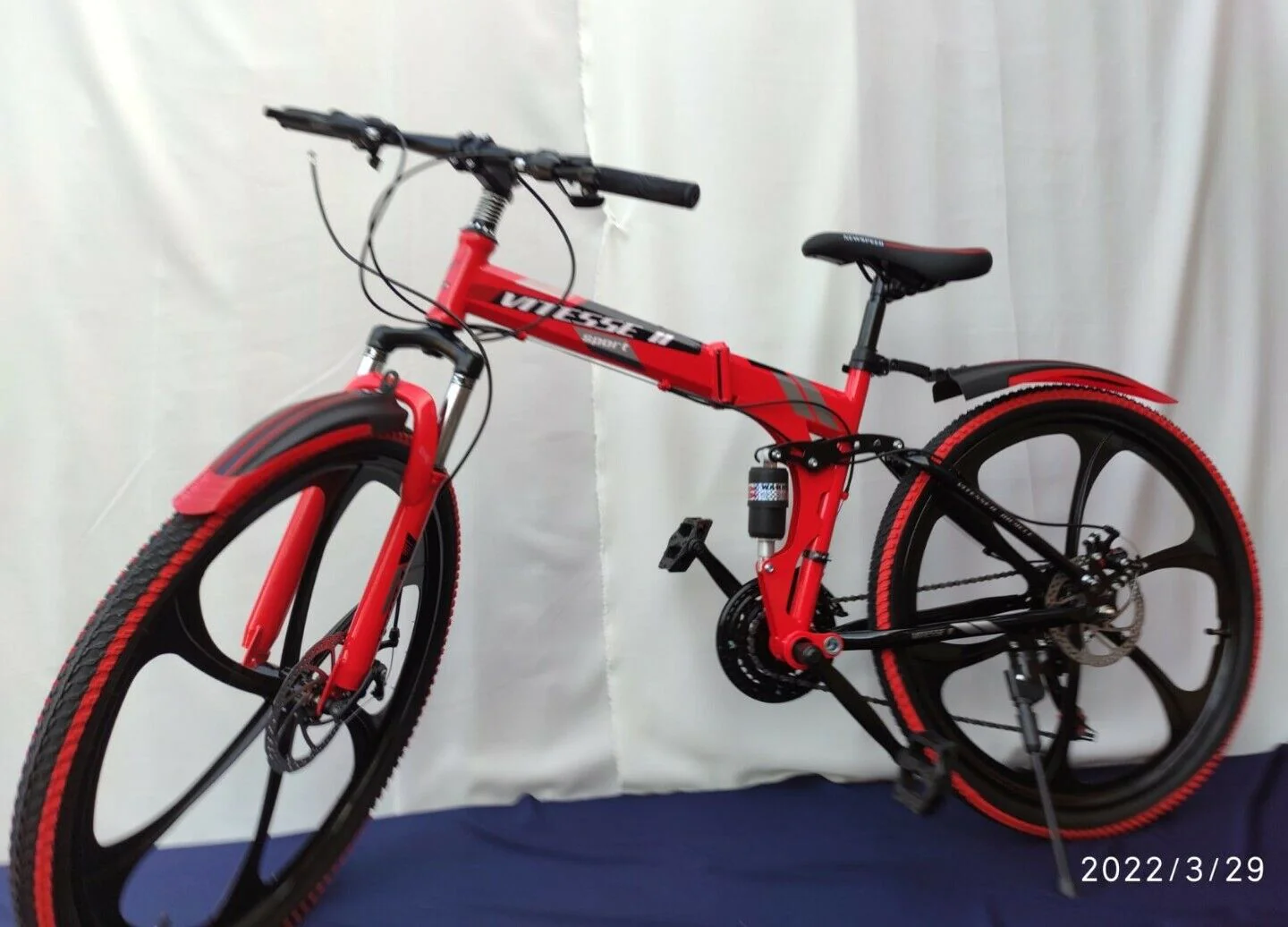 ADULT BIKE 21 SPEED 26" MTB CARBON STEEL FOLDING FRAME FULL SUSPENSION BICYCLE