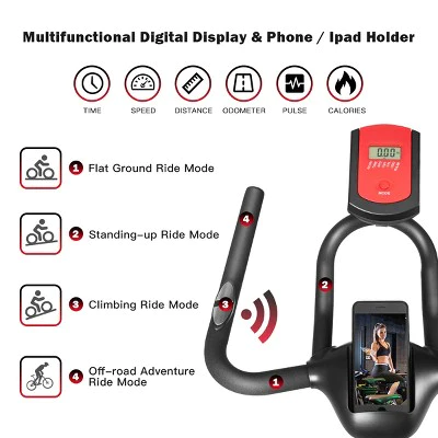 SuperFit Stationary Exercise Bike Silent Belt Drive Cycling Bike