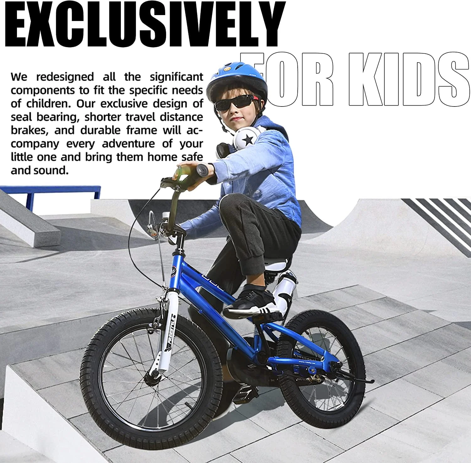 Royalbaby BMX Freestyle 16-inch Kid's Bike Blue with two hand brakes
