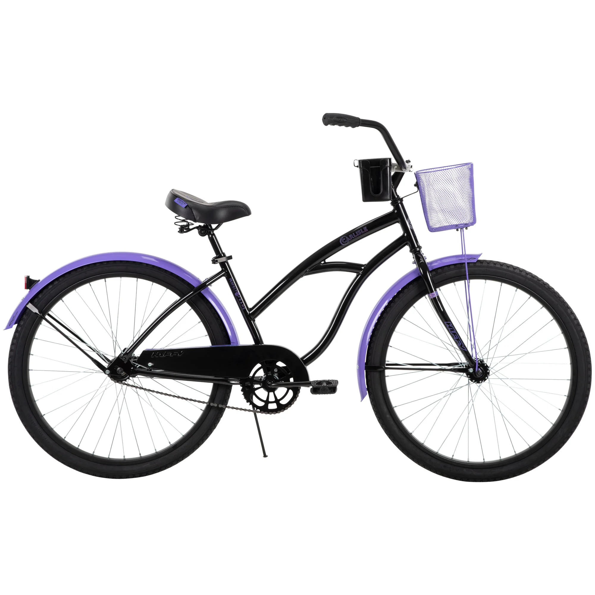 Carlisle 26-In. Cruiser Bicycle for Women, Black and Purple
