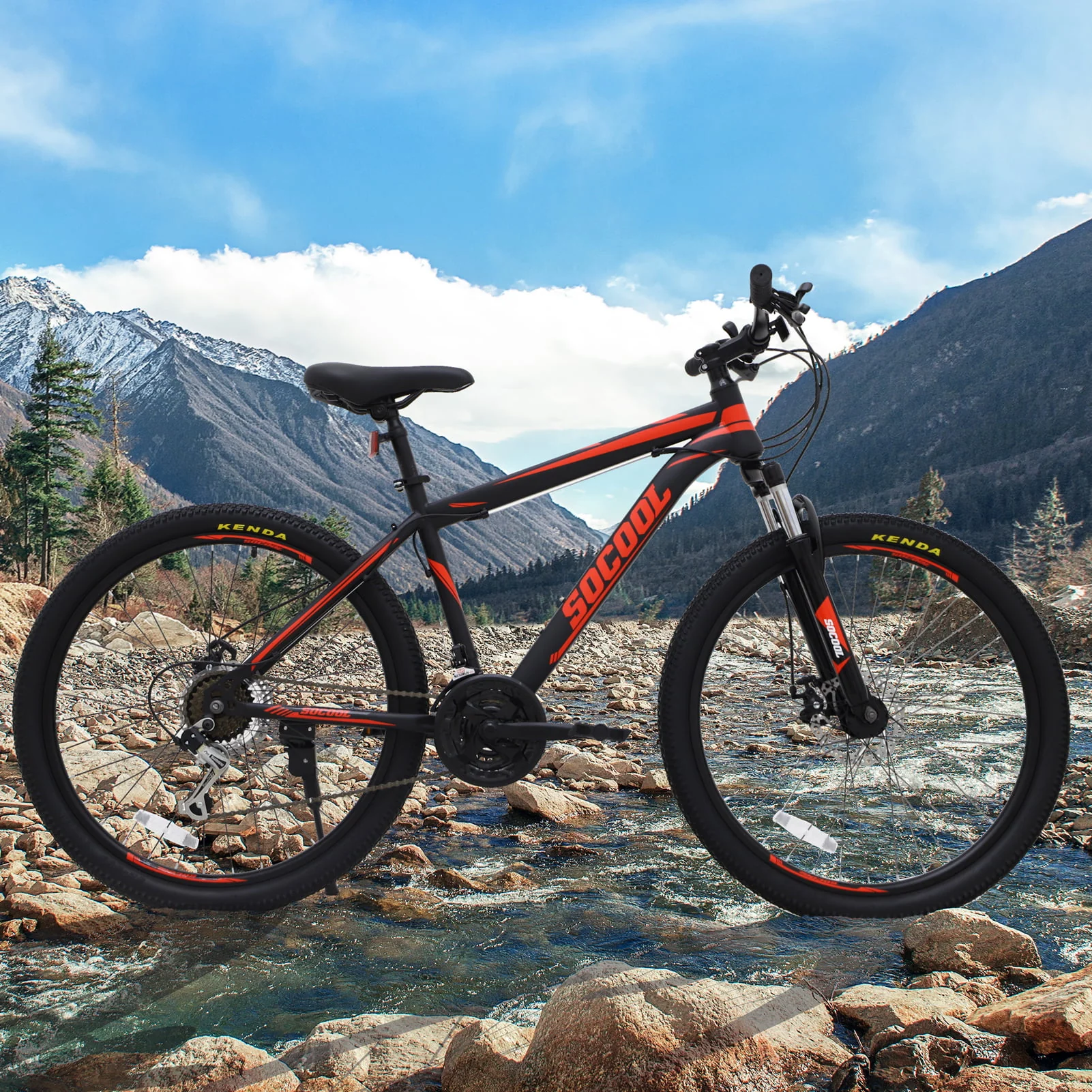 Feildoo Mountain bike, 21 speeds, 26-inch wheels, Women's style-Black & Red