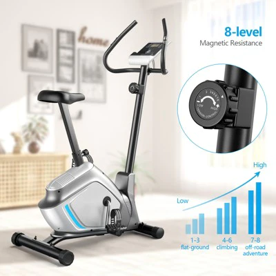 Costway 2-in-1 Exercise Bike Adjustable Magnetic Stationary Bike w/ LCD Screen 8 Magnetic Resistances