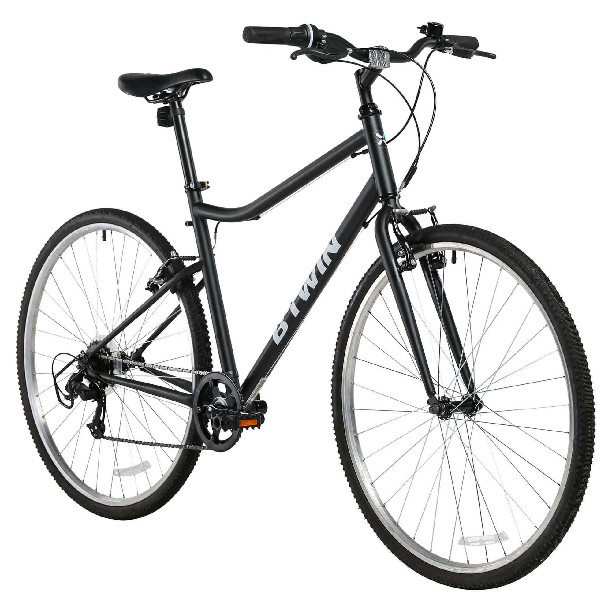 Decathlon Riverside 100, 6-Speed Adult Hybrid Bike, Black