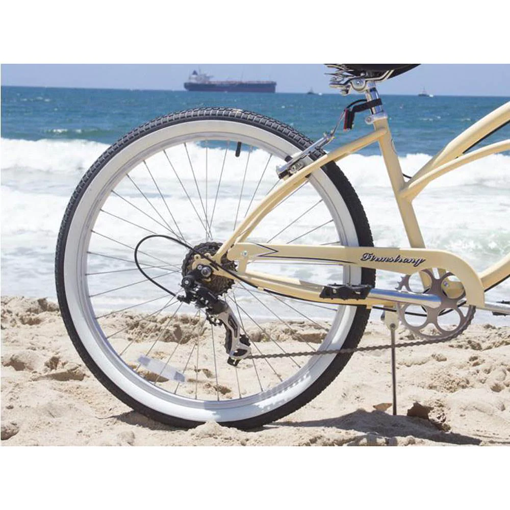 Firmstrong Urban Lady 7 Gear Speed Women's 26 Inch Beach Cruiser Bike, Vanilla