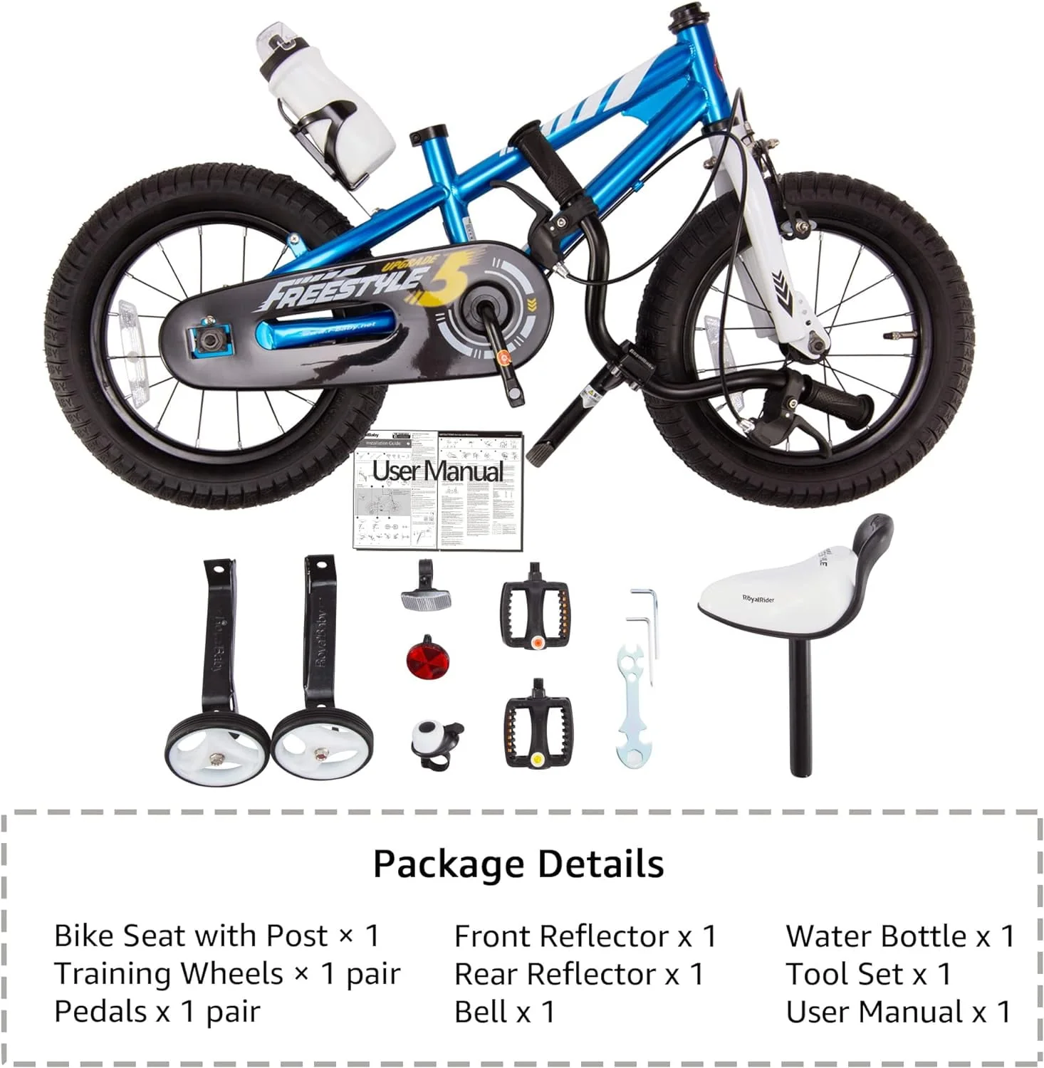 Royalbaby BMX Freestyle 12 inch Kid's Bike Blue with Two Hand Brakes